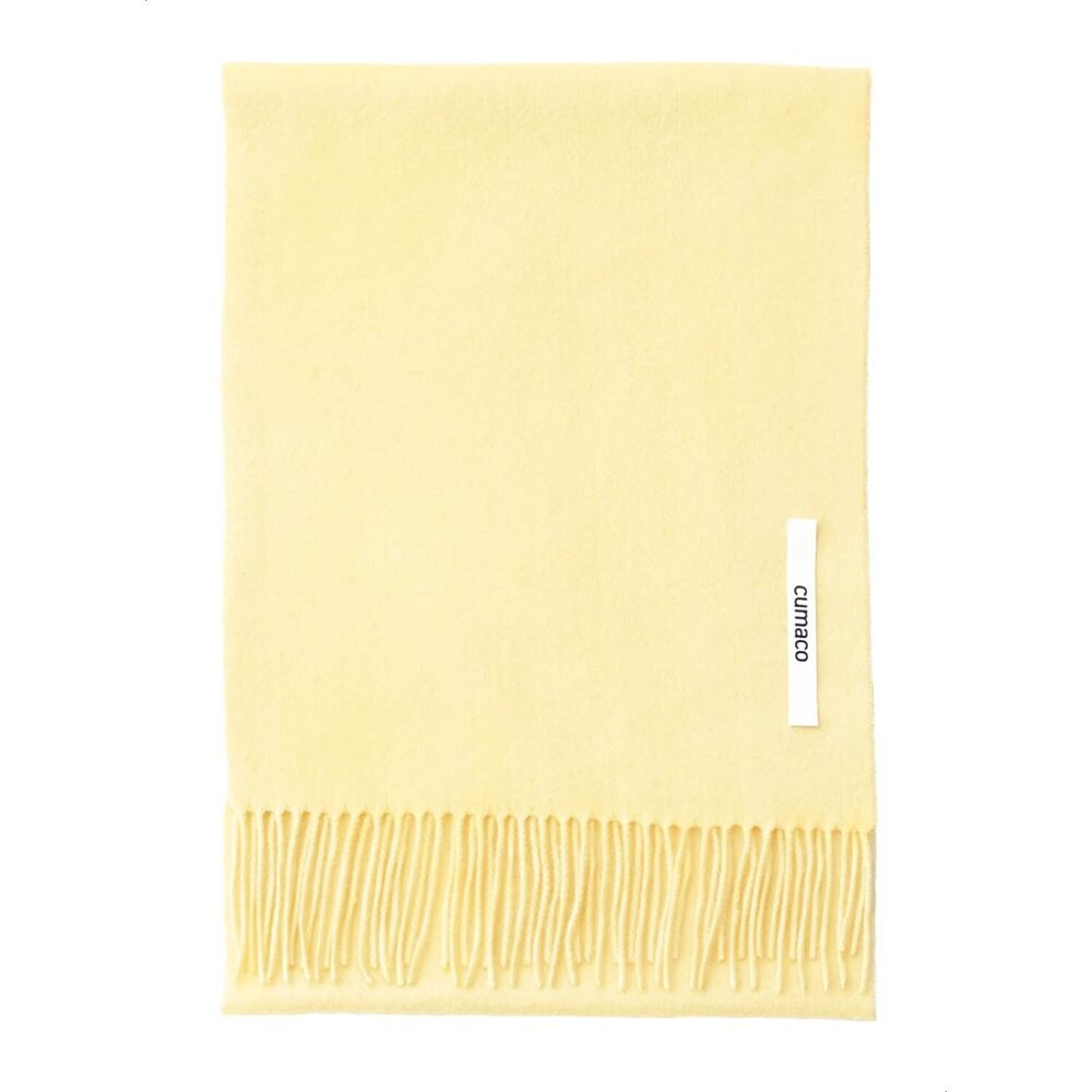 7463 05.pale Yellow Cashmere Scarf Large Thick